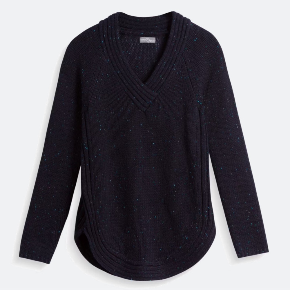 Market & Spruce Greyson V-Neck Sweater Navy Teal Fleck Size M